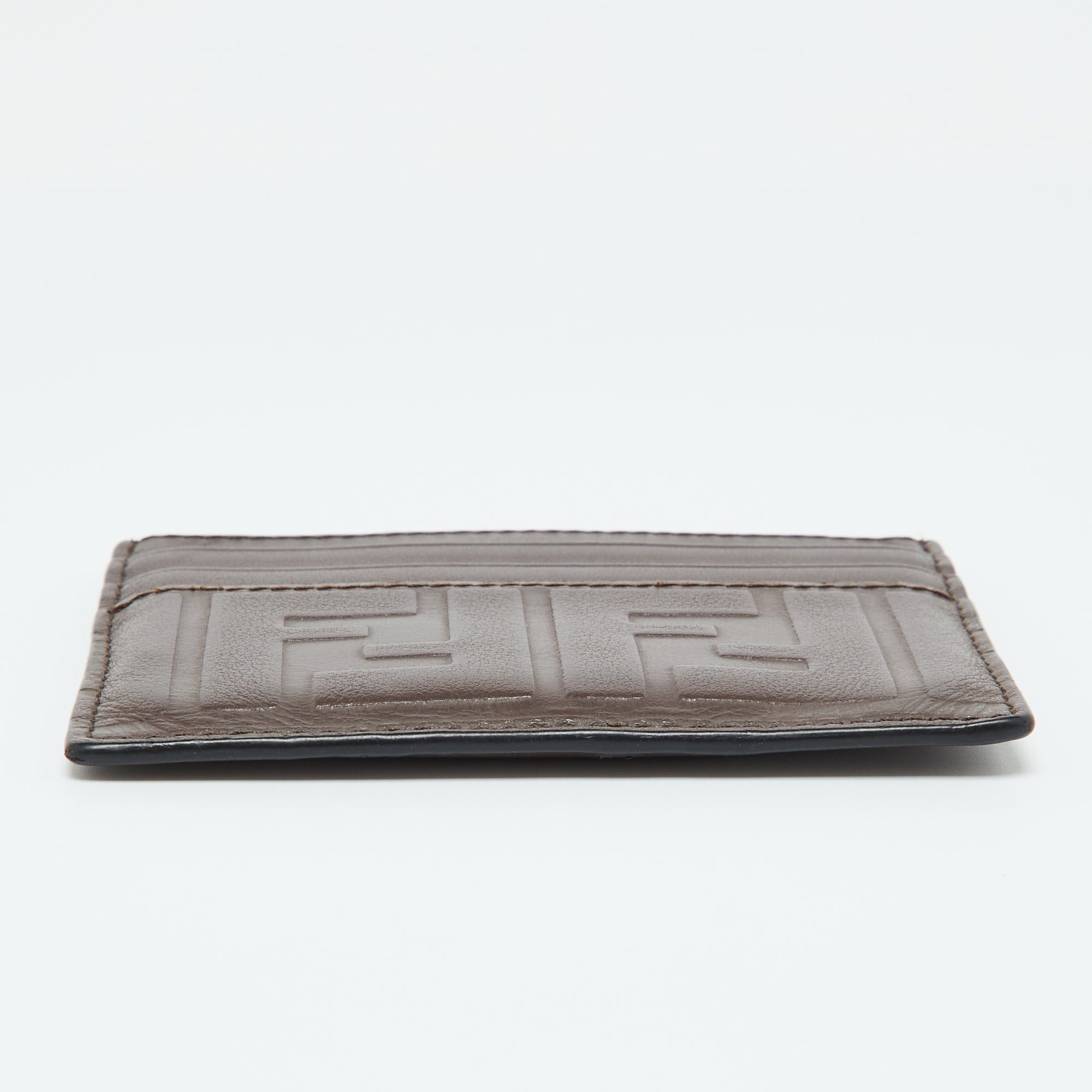 Fendi Brown Zucca Leather Card Holder..