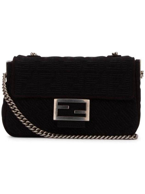 Fendi Baguette FF Fabric Chain Mini Bag Black