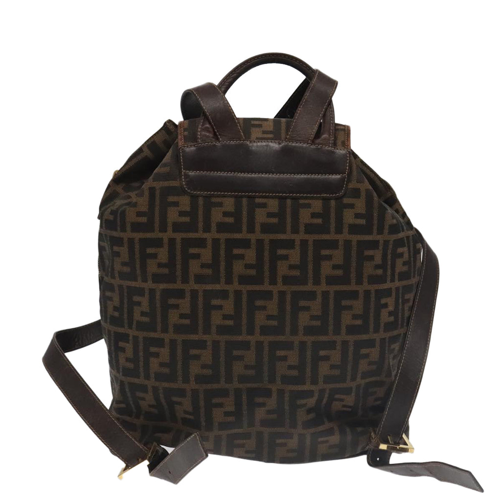 FENDI Zucca Canvas Backpack Brown Black gold91551