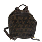 FENDI Zucca Canvas Backpack Brown Black gold91551