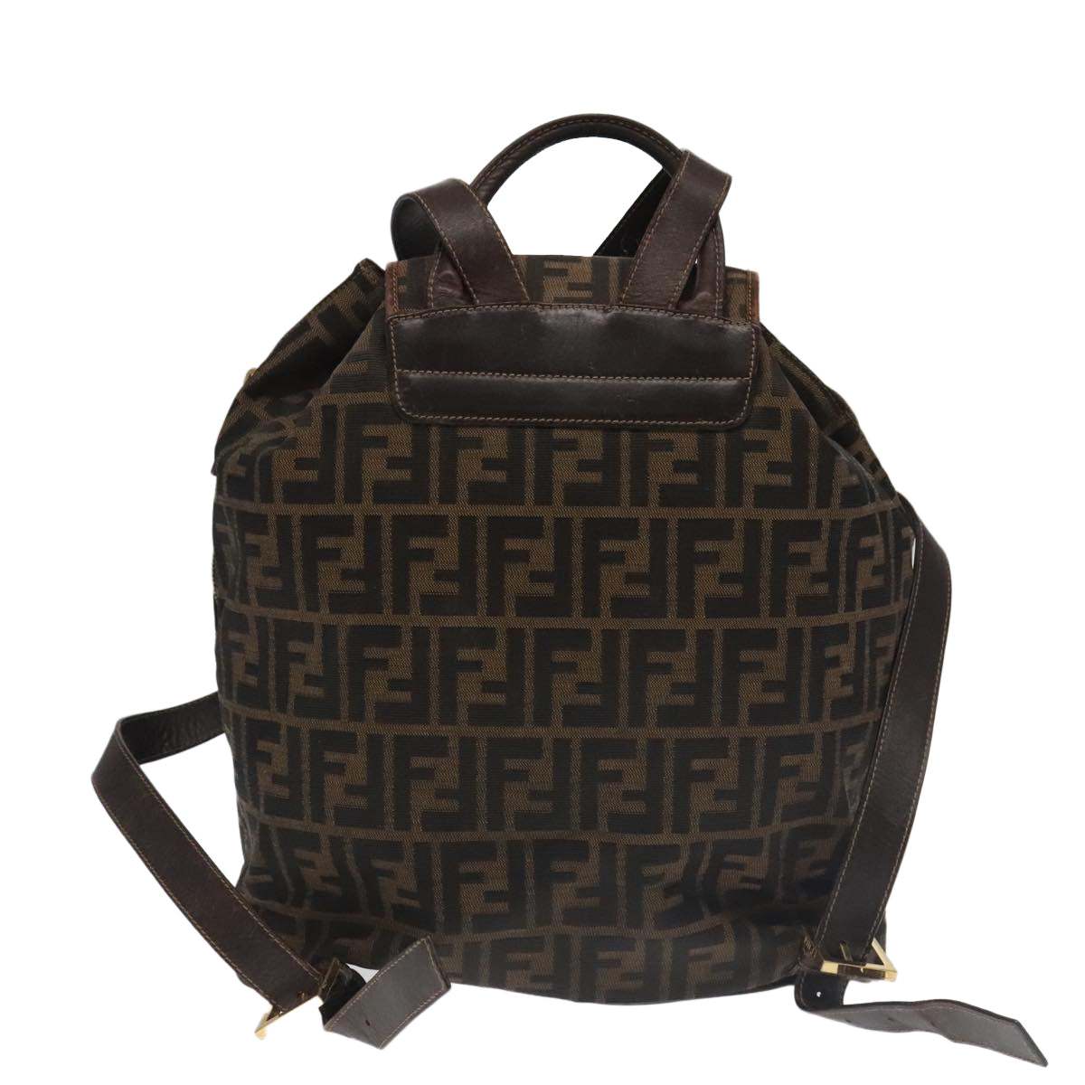 FENDI Zucca Canvas Backpack Brown Black gold91551