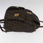 FENDI Zucca Canvas Backpack Brown Black gold91551