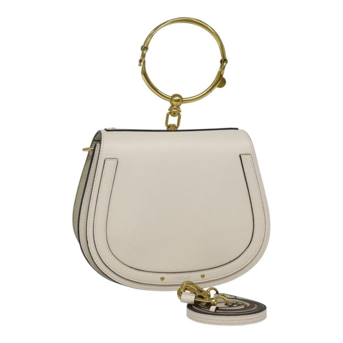 Chloe Nile Small Bracelet Hand Bag Leather 2way White Gold 91595