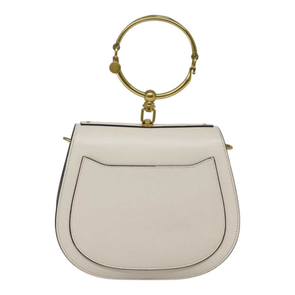 Chloe Nile Small Bracelet Hand Bag Leather 2way White Gold 91595