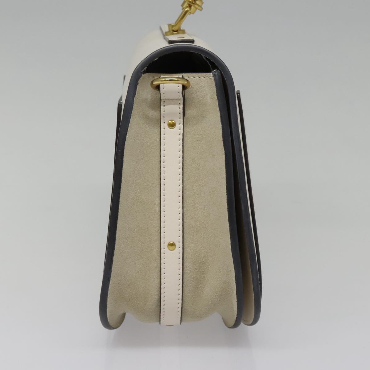 Chloe Nile Small Bracelet Hand Bag Leather 2way White Gold 91595