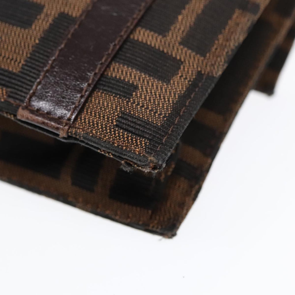 FENDI Zucca Canvas Clutch Bag Brown Black Silver91625