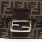 FENDI Zucca Canvas Clutch Bag Brown Black Silver91625
