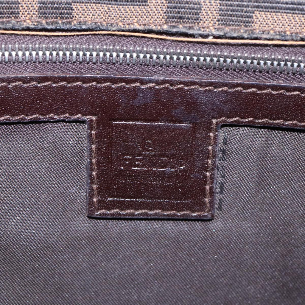 FENDI Zucca Canvas Clutch Bag Brown Black Silver91625