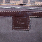 FENDI Zucca Canvas Clutch Bag Brown Black Silver91625