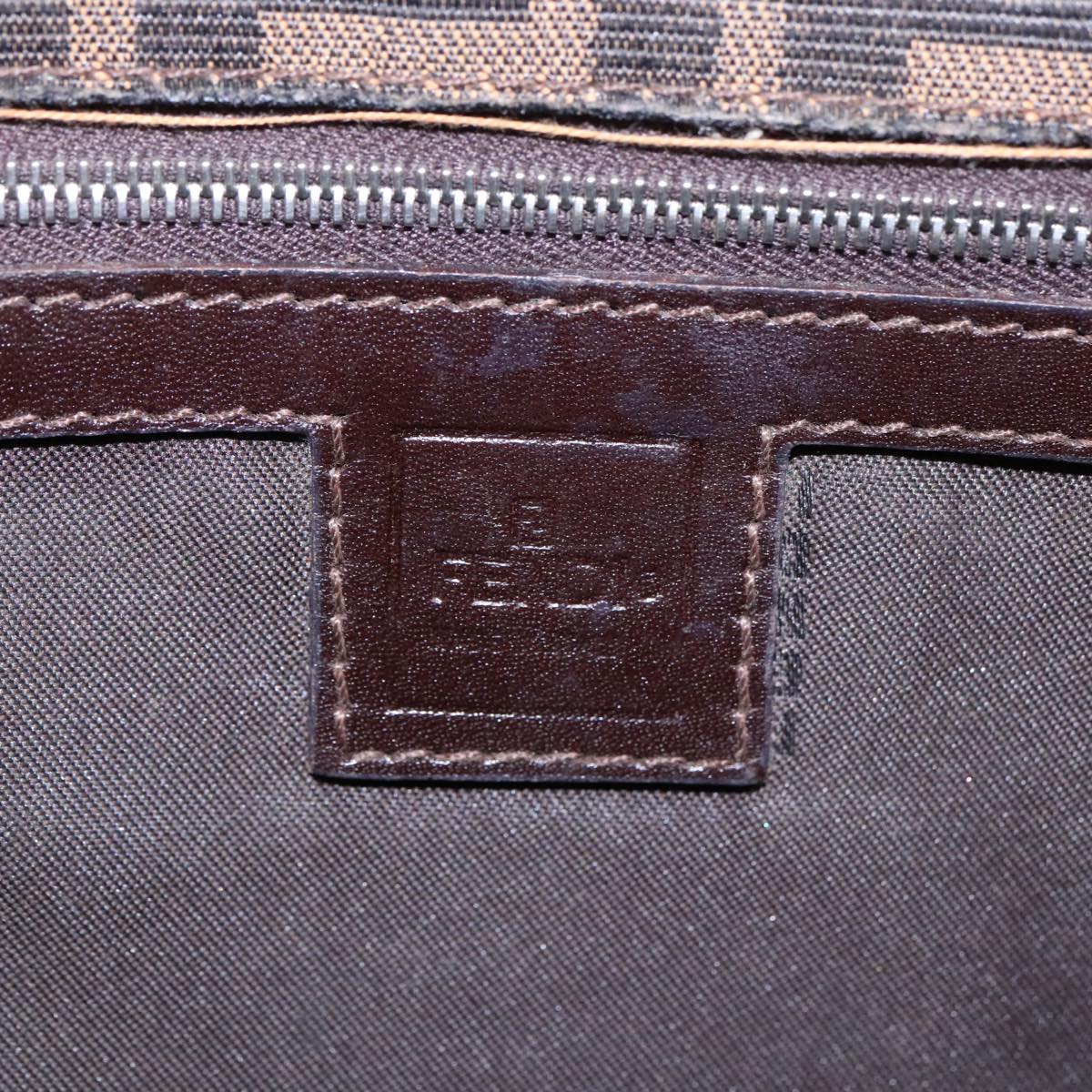 FENDI Zucca Canvas Clutch Bag Brown Black Silver91625