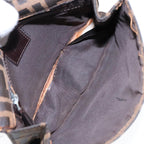 FENDI Zucca Canvas Clutch Bag Brown Black Silver91625