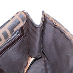 FENDI Zucca Canvas Clutch Bag Brown Black Silver91625