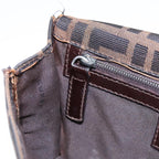 FENDI Zucca Canvas Clutch Bag Brown Black Silver91625