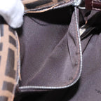 FENDI Zucca Canvas Clutch Bag Brown Black Silver91625