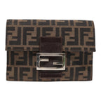 FENDI Zucca Canvas Clutch Bag Brown Black Silver91625
