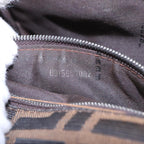 FENDI Zucca Canvas Clutch Bag Brown Black Silver91625