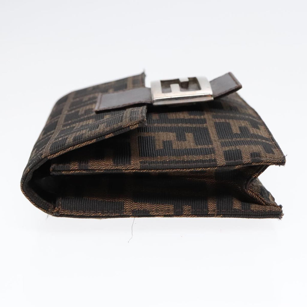 FENDI Zucca Canvas Clutch Bag Brown Black Silver91625