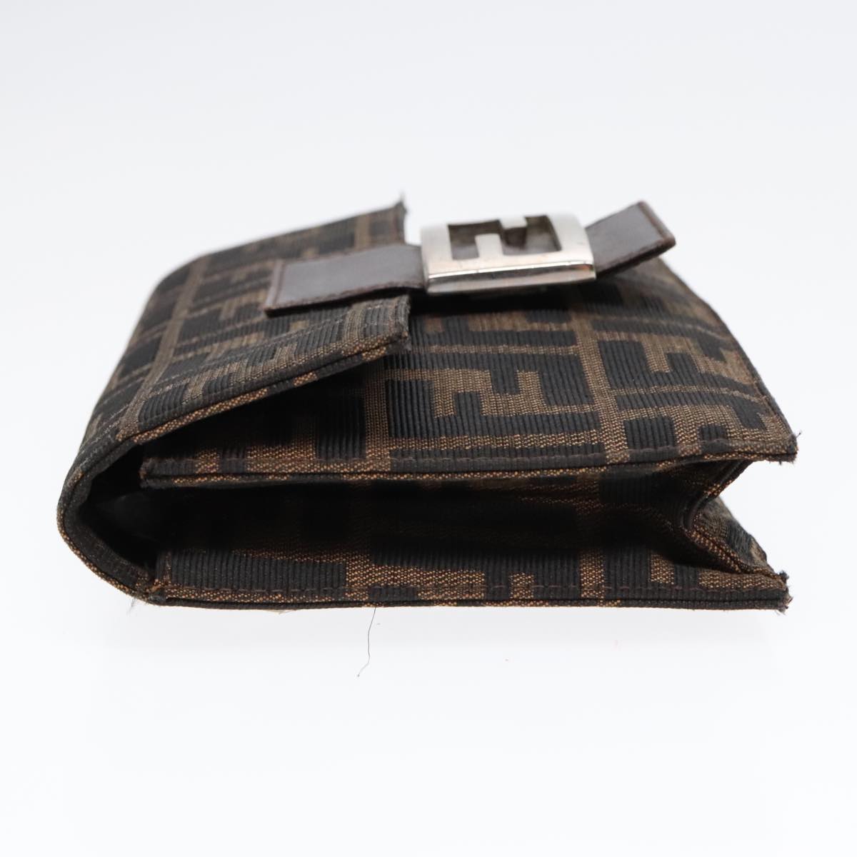 FENDI Zucca Canvas Clutch Bag Brown Black Silver91625