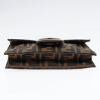 FENDI Zucca Canvas Clutch Bag Brown Black Silver91625