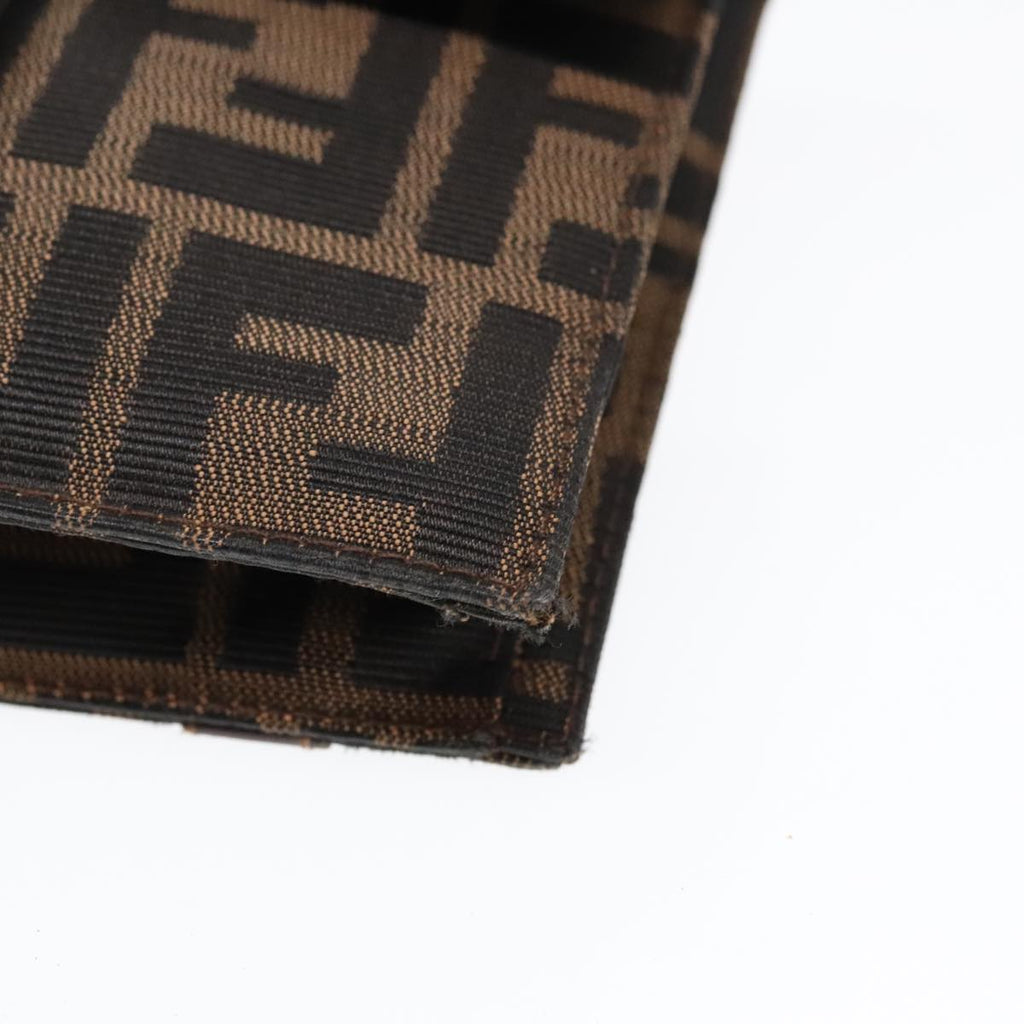 FENDI Zucca Canvas Clutch Bag Brown Black Silver91625