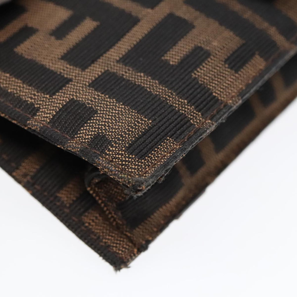 FENDI Zucca Canvas Clutch Bag Brown Black Silver91625