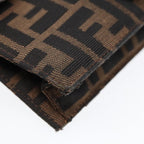 FENDI Zucca Canvas Clutch Bag Brown Black Silver91625