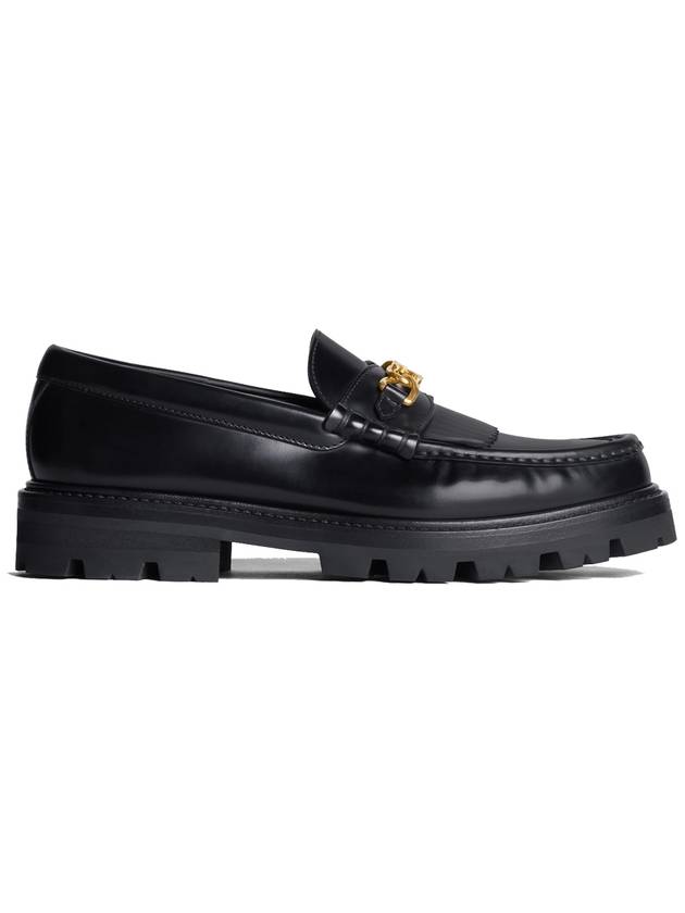 CELINE Triomphe Chain Polished Bull Margaret Loafers Black