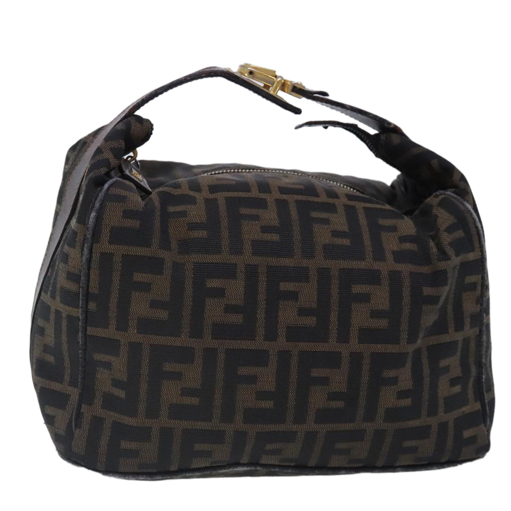 FENDI Zucca Canvas Vanity Hand Bag Brown Black91735