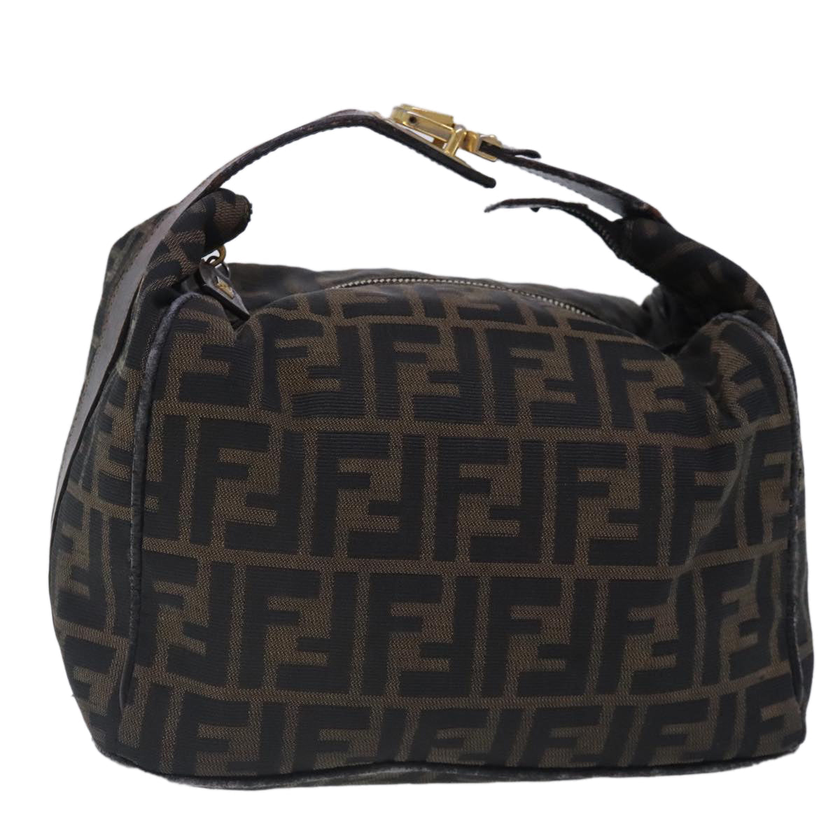 FENDI Zucca Canvas Vanity Hand Bag Brown Black91735
