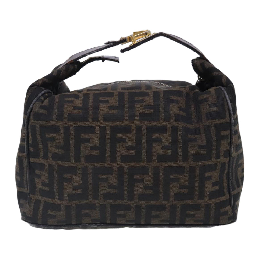 FENDI Zucca Canvas Vanity Hand Bag Brown Black91735
