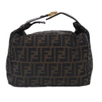 FENDI Zucca Canvas Vanity Hand Bag Brown Black91735