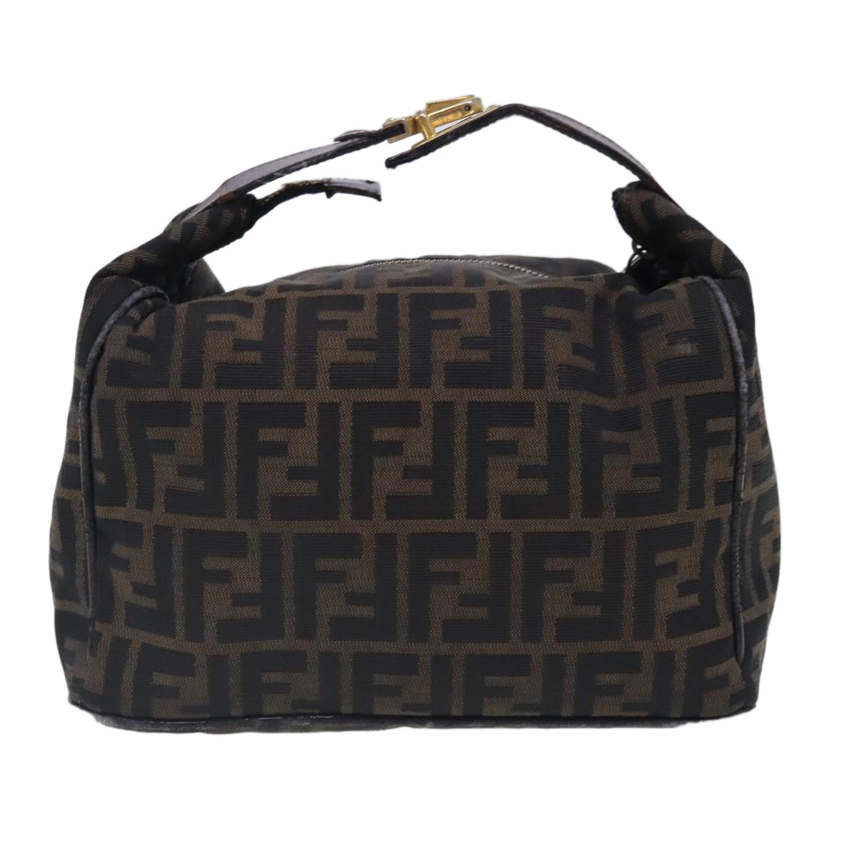 FENDI Zucca Canvas Vanity Hand Bag Brown Black91735