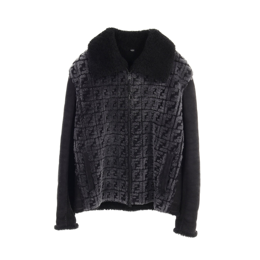 FENDI Zucca Jacket Mouton Black Gray