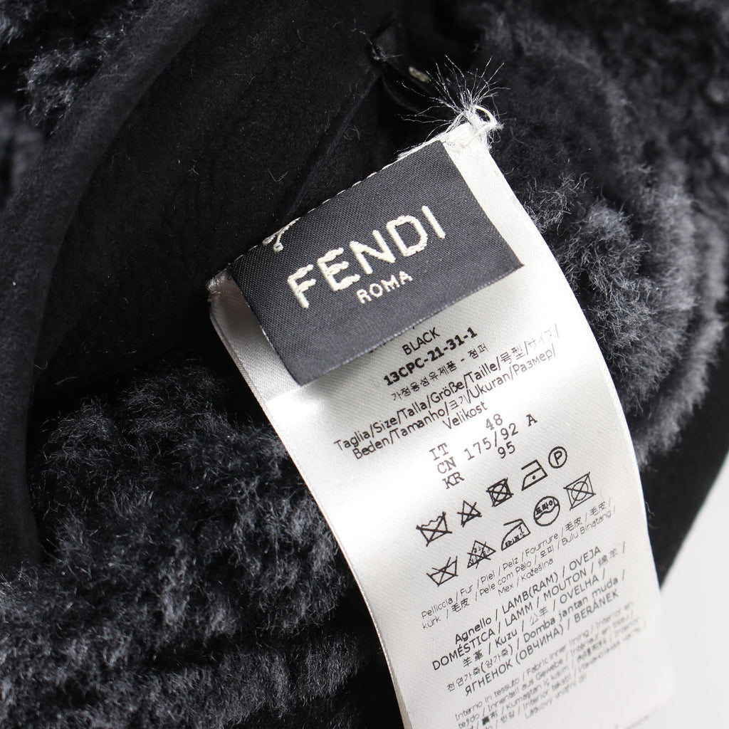 FENDI Zucca Jacket Mouton Black Gray