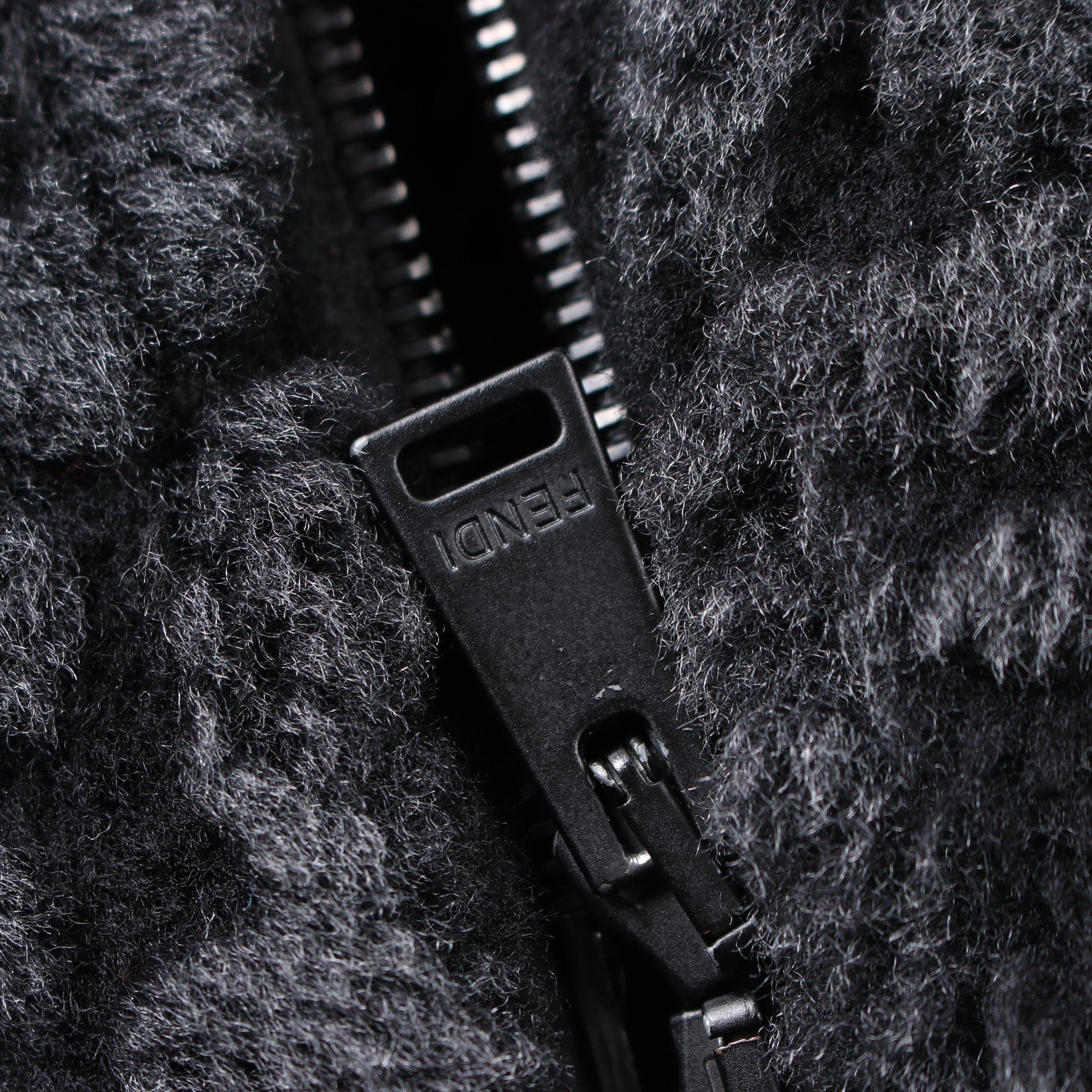 FENDI Zucca Jacket Mouton Black Gray