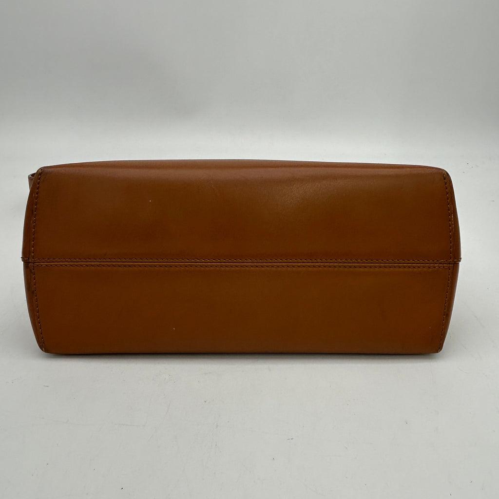 FENDI Vitello King Logo Embossed Medium By The Way Boston Bag Cuoio LA30267