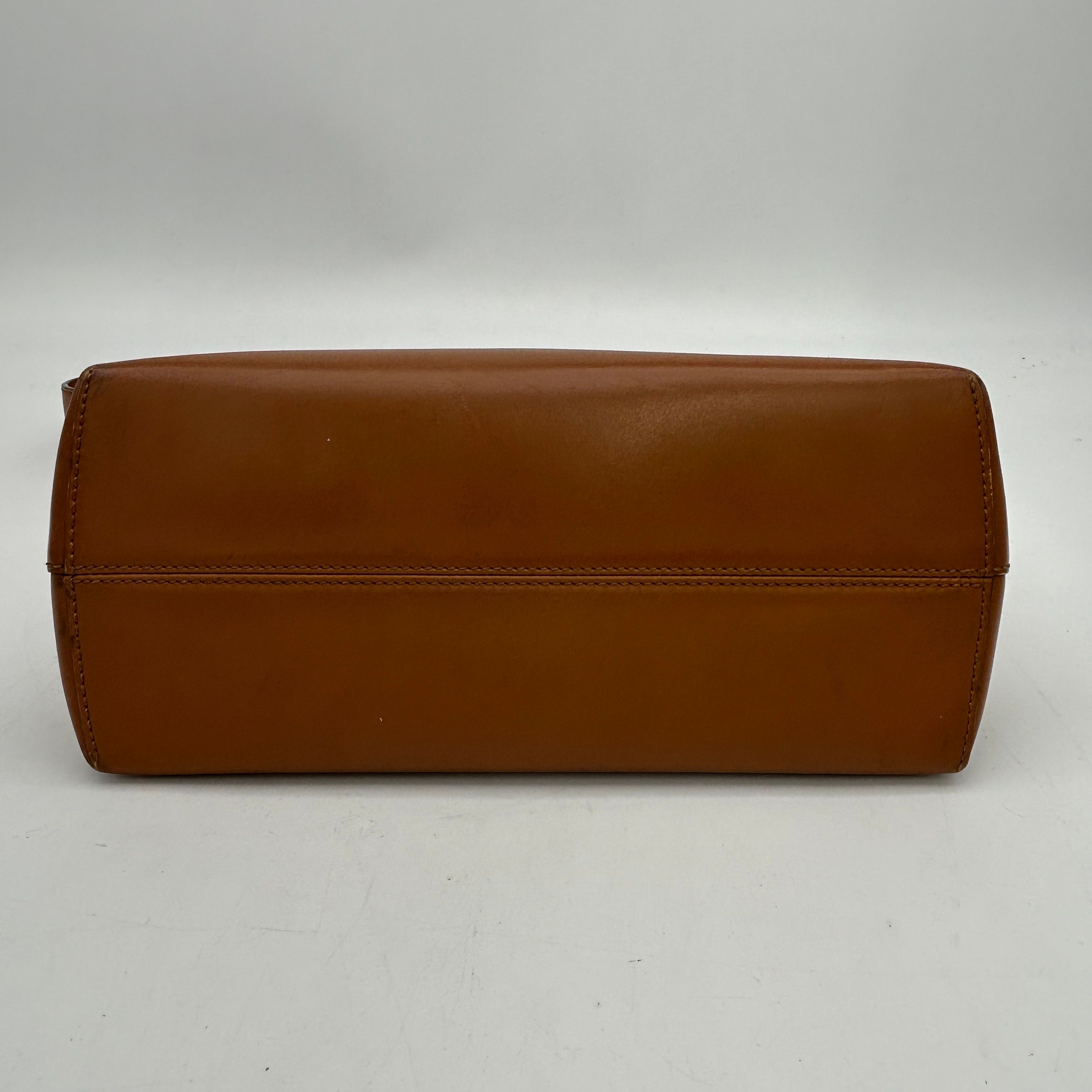 FENDI Vitello King Logo Embossed Medium By The Way Boston Bag Cuoio LA30267