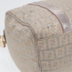 FENDI Zucchino Canvas Boston Bag Silver Beige91810