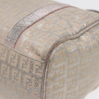 FENDI Zucchino Canvas Boston Bag Silver Beige91810