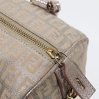 FENDI Zucchino Canvas Boston Bag Silver Beige91810