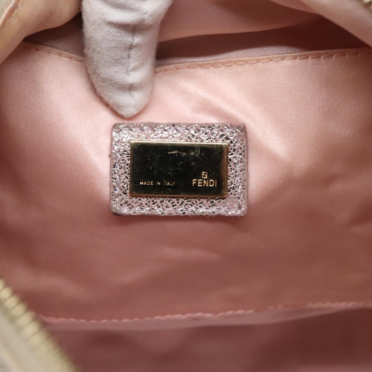 FENDI Zucchino Canvas Boston Bag Silver Beige91810