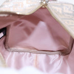 FENDI Zucchino Canvas Boston Bag Silver Beige91810