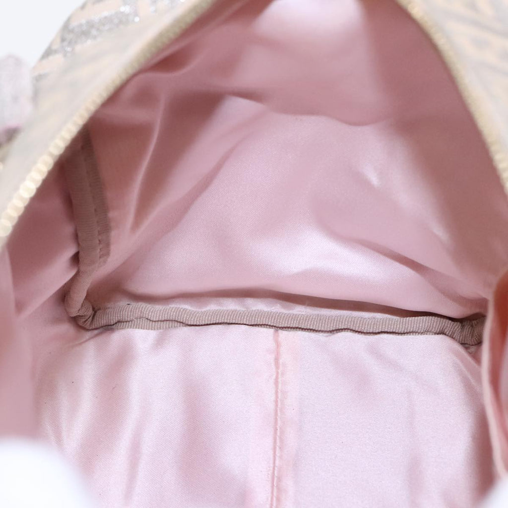 FENDI Zucchino Canvas Boston Bag Silver Beige91810