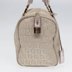 FENDI Zucchino Canvas Boston Bag Silver Beige91810