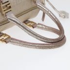 FENDI Zucchino Canvas Boston Bag Silver Beige91810