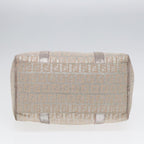 FENDI Zucchino Canvas Boston Bag Silver Beige91810
