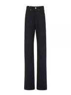 Fendi Jacquard Logo Monogram Cotton Straight Pants Dark Blue