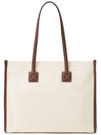 Burberry Freya Small Canvas Leather Tote Bag Natural Tan
