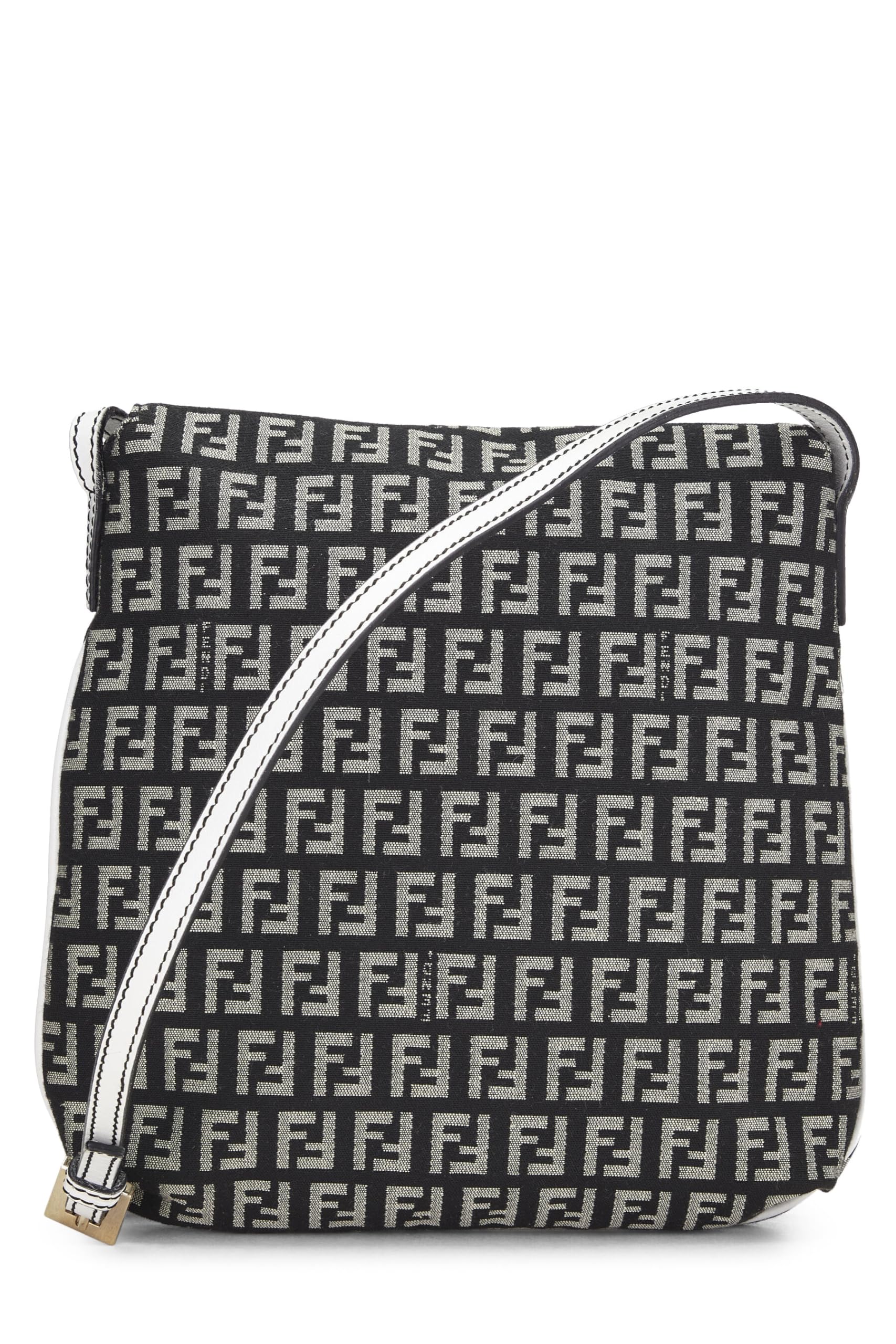 Fendi,  Navy Zucchino Canvas Tube Messenger, White