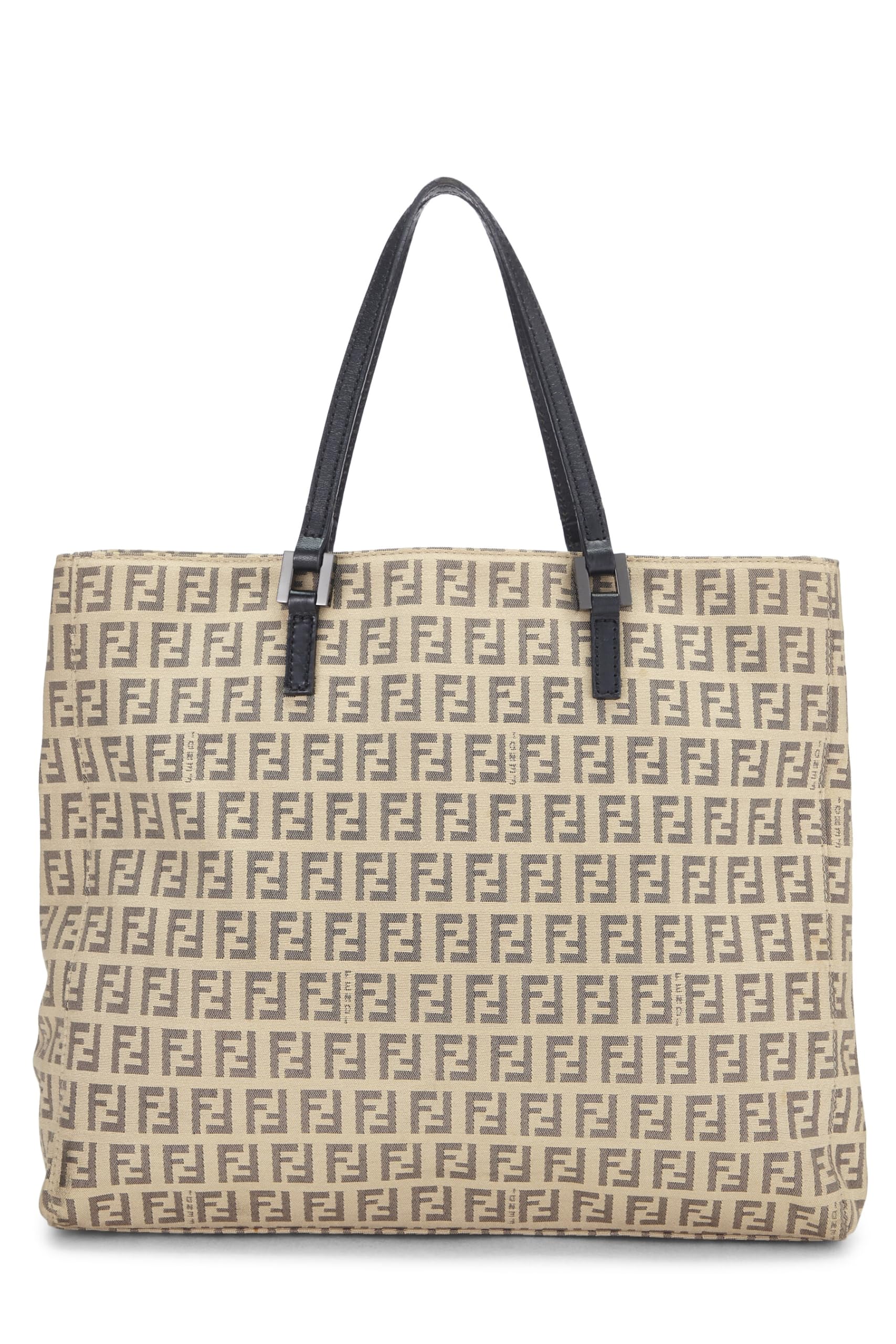 Fendi,  Beige Zucchino Canvas Tote Small, Black